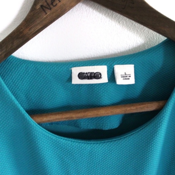 Cato Textured Teal Peplum Short Sleeve Top Large Preowned - Picture 2 of 5